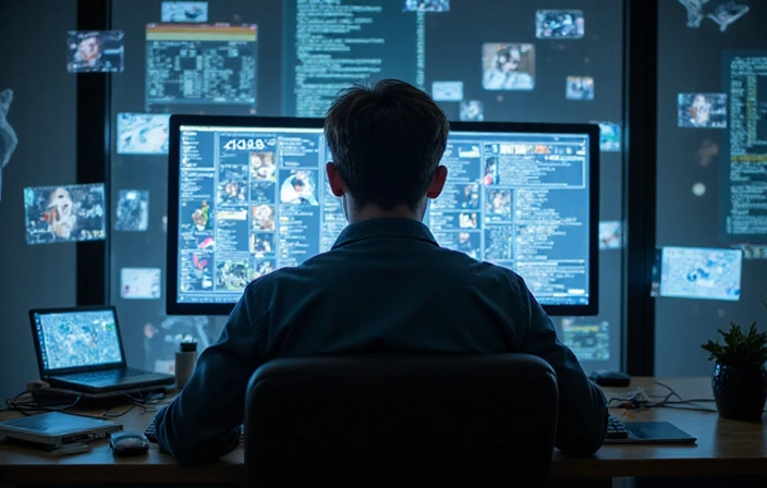 Persona estresada mirando la pantalla de un ordenador